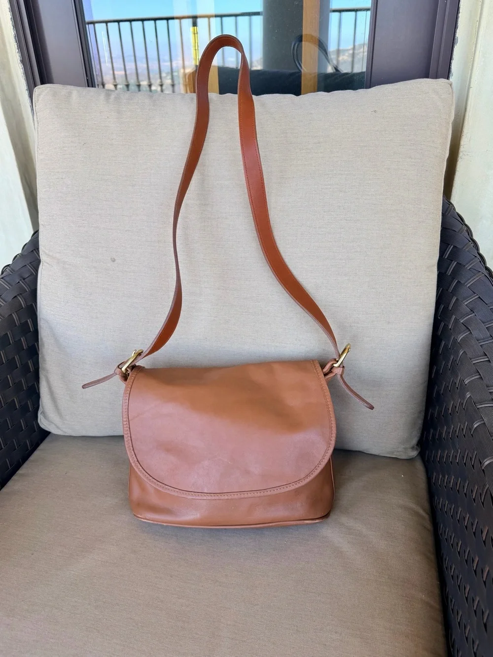 Vintage Coach 90s Fletcher Brown Leather Crossbody Bag RARE